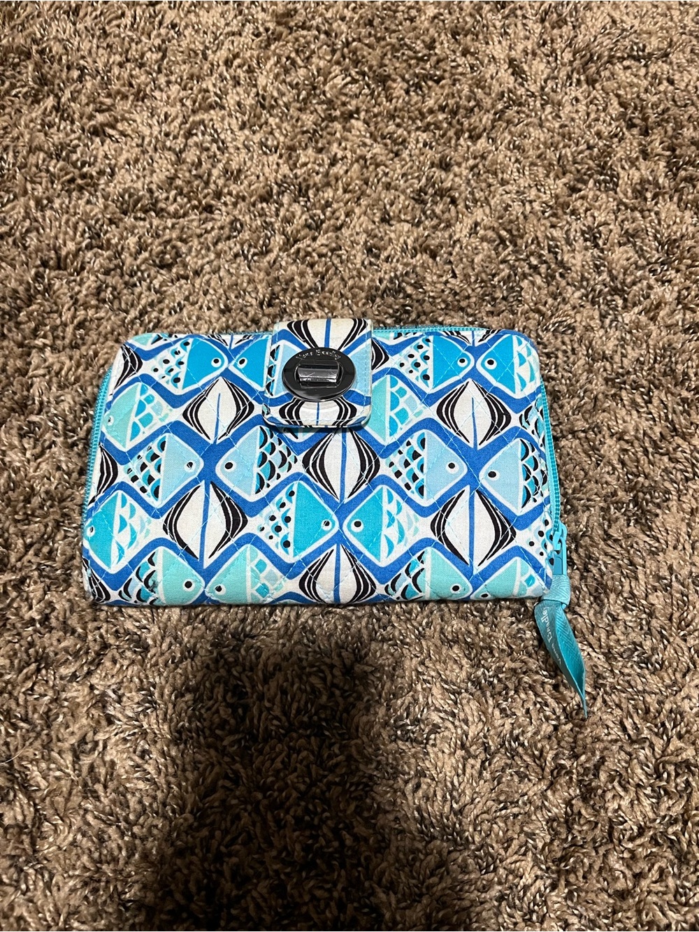 Vera Bradley Blue Turquoise Patterned Zip Wallet